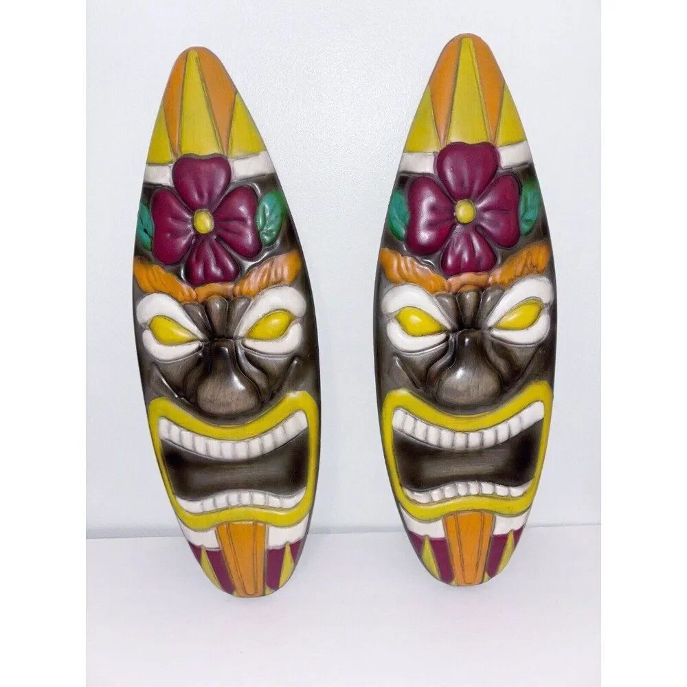 Metal Tiki Signs Set of 2 Outdoor Decor Polynesian Theme